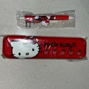 Sanrio Hello Kitty Tin Pencil case & Pen with charm